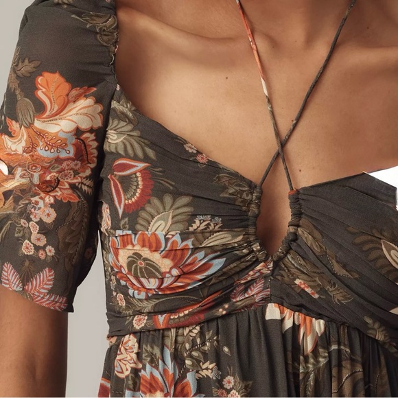 FARM Rio x Anthropologie Floral Midi Dress XS NWT Puff Sleeve Boho - Picture 3 of 12